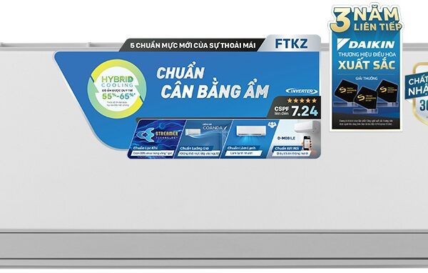 5 CHUẨN MỰC MỚI CỦA SỰ THOẢI MÁI - Tiết kiệm điện tối đa nhờ công nghệ Inverter và mắt thần thông minh với CSPF lên đến 7.24 - Phin lọc Enzyme Blue, công nghệ Streamer độc quyền Daikin và phin lọc PM2.5 (tùy chọn) giúp lọc bụi mịn - Điều khiển bằng điện thoại thông minh - Công nghệ mới Hybrid Cooling giúp cân bằng độ ẩm ở mức tối ưu 55-65% - Thiết kế mặt nạ Coanda phân bổ luồng gió đều khắp phòng - Cải thiện độ bền của máy nhờ công nghệ bảo vệ bo mạch khi điện áp thay đổi và dàn tản nhiệt chống ăn mòn